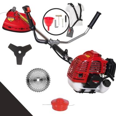 Imagem de Roçadeira Profissional Lateral Kawashima Kw52l À Gasolina 52cc 2,5hp Com Faca 3 Pontas + Faca 40 Dentes Duraline 255mm