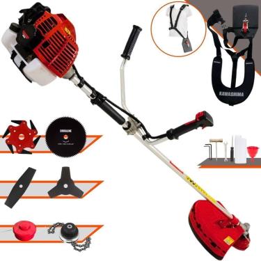 Imagem de Roçadeira Profissional Lateral Kawashima Kw52l À Gasolina 52c 2,5hp + Faca 2 Pontas 330mm + Faca 80 Dentes 255mm + Trim