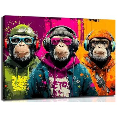 Imagem de Graffiti Monkey Canvas Wall Art Arctic Gorilla Music Decor Pictures Abstract Man Cave Poster Prints for Modern Home Bedroom Corridor Bar Game Room Living Teen Room Decoration