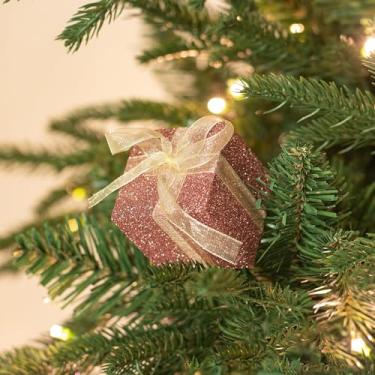 Imagem de KI Store Caixa de presente, palitos de árvore de Natal, 10 peças, decorações de Natal com glitter rosa para artesanato de árvore de Natal, guirlanda, buquê floral
