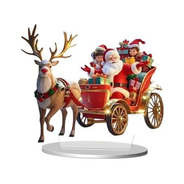 Imagem de MotiveTech Decoração de mesa natalina em acrílico plano 2D com suporte, enfeite de mesa para as festas de fim de ano, ornamento de Natal para escritório.