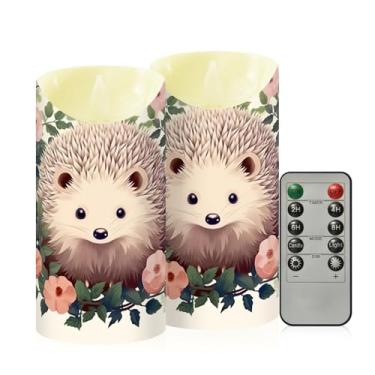 Imagem de Wassud Ouriço em flores velas sem chama com controle remoto, velas realistas cintilantes com temporizador, velas decorativas para Natal, casamento, festa, decoração de casa média