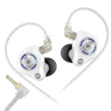Imagem de HIFIXAUDIO Monitores intra-auriculares KZ Gale, fone de ouvido IEM superlinear para jogos, fones de ouvido com fio Hi-Fi com cabo embutido destacável banhado a prata (sem microfone de 3,5 mm, branco)