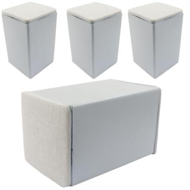 Imagem de Piutouyar 4 peças de elevação autoadesivas para móveis, elevadores de cama quadrados resistentes de aço carbono para cadeira de sofá com almofada de feltro (branco, 100 mm de altura)
