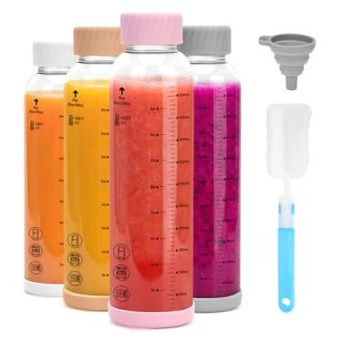 Imagem de Zukro Garrafas de vidro de 590 ml para sucos e água com medida, pacote com 4