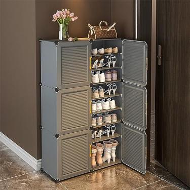 Imagem de Armário de sapatos de 9 andares, organizador de prateleira de sapatos sem bambu, organizador de sapatos com prateleira de armazenamento de sapatos, para entrada, corredor, banheiro, sala de estar (85