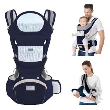 Imagem de Canguru Para Bebe Adequado Para 0-36 Meses Canguru Ergonomico Para Bebe Alça De Transporte Multifuncional 6 em 1 (Azul Escuro) Premium