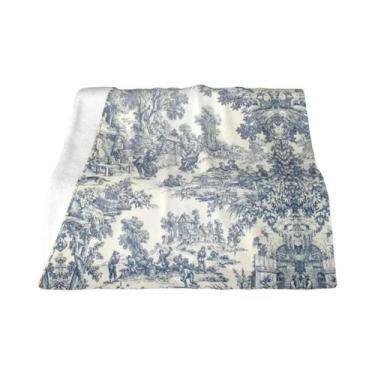 Imagem de Cobertor De Fleece Floral Preto E Branco Toile De Jouy Macio E Quente 