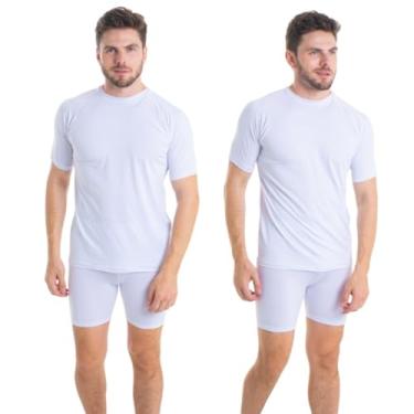 Imagem de Conjunto Camiseta Curta e Bermuda Térmica Segunda Pele Trygg Proteção UV50+ (P, Branco - Branco)
