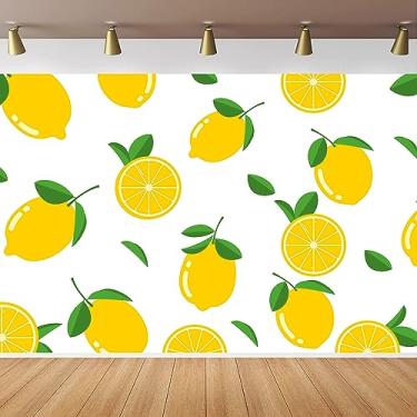 Imagem de Fundo fotográfico de folhas verde-limão amarelo com tema de loja de frutas MEETSIOY 3 x 2 metros