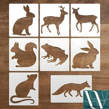 Imagem de Conjunto De Estêncil De Animais 8PCS Para Pintura DIY Artesanato Em Ma