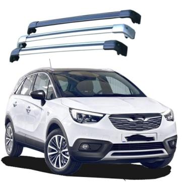 Imagem de Tsinesla Barras de tejadilho para carro, barras transversais para OPEL Crossland X, 5-dr SUV, 2017+ trilhos de teto superiores de liga de alumínio com lacuna para o teto do carro, 2 peças