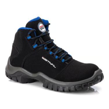 Imagem de Bota de Segurança em Microfibra Preto e Azul Estival EN10073S2 Bico Co