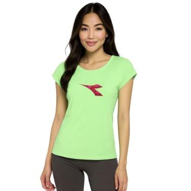 Imagem de Camiseta Diadora Big Logo Camo Feminina - Verde M, Verde, M