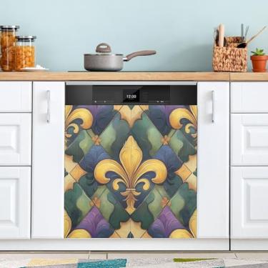 Imagem de ATTX Capa magnética para lava-louças Mardi Gras | Adesivo decorativo de eletrodomésticos de 58 x 66 cm para armários domésticos e eletrodomésticos (107)