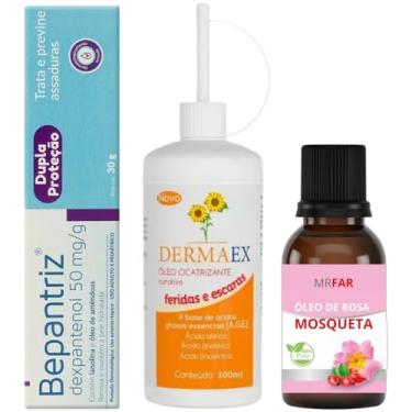 Imagem de Kit Óleo de Rosa mosqueta 30ml + Dermaex 200ml + Pomada Bepantriz 30g