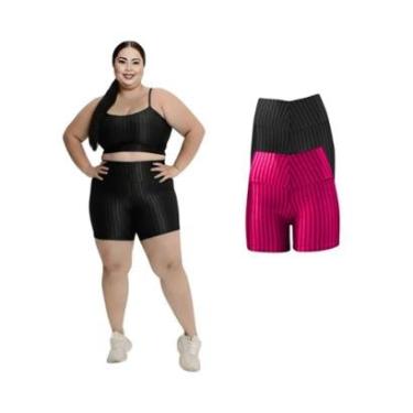 Imagem de Kit 2 Short Legging 3D Academia Fitness Feminino Plus Size-Feminino