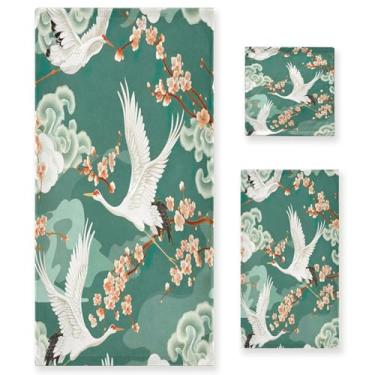 Imagem de xigua Conjunto de toalhas de banheiro voadoras de guindastes toalha de banho macia absorvente de 3 peças toalha de mão toalhas decorativas para banheiro, academia, hotel, praia, piscina