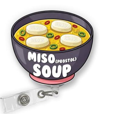 Imagem de BAVAHA Carretel de crachá de sopa Miso (prostol), carretel de crachá de parto e parto, porta-cartão de identificação OB enfermeira parteira, Doula NICU enfermeiras mãe bebê acessórios presentes para