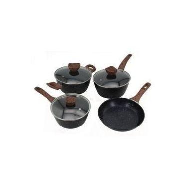 Imagem de Conjunto 04 Peças Panelas Antiaderente Tampa Vidro Panelas Caçarolas C