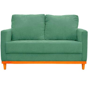 Imagem de Sofa Berlim 2 Lugares Base De Madeira Tecido Impermeavel Verde Agua
