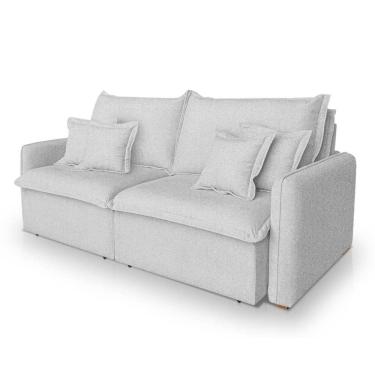 Imagem de Sofá 3 Lugares 2,00m Retrátil E Reclinável Em Tecido Linho – Malta Lucadi Rústico Grigio