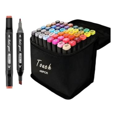 Imagem de Conjunto De Canetas Marcador Permanente Ponta Dupla 48 Cores