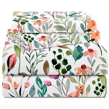 Imagem de YIYEA Jogo de lençol de cama de microfibra escovada dupla premium para todas as estações, macio, respirável, bolso profundo de 40,6 cm, resistente a encolhimento e desbotamento, 4 peças, casal