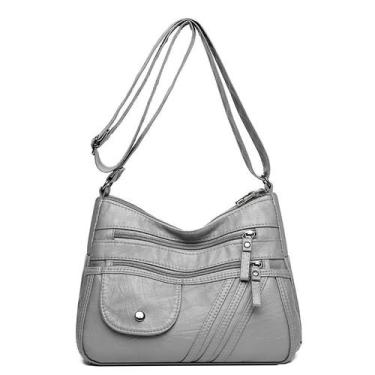 Imagem de Bolsa Messenger de couro com vários bolsos para mulheres 26x9x17cm - Y