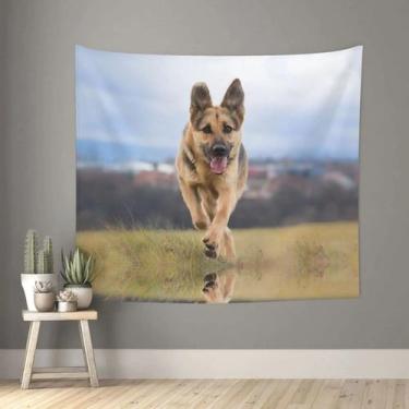 Imagem de Tapeçaria para pendurar na parede um cão pastor alemão 150cm x 130cm -