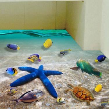 Imagem de Adesivos de parede 3D Underwater Starfish Ocean PVC 60x90cm - yiweisai