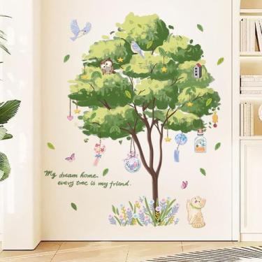 Imagem de Adesivos de parede Creative Tree com plantas e animais pendurados - yi