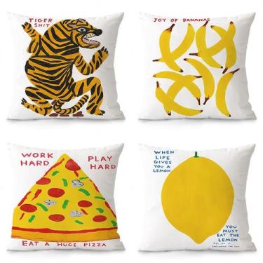 Imagem de Conjunto de fronhas decorativas Funny Cartoon Graph 35 x 35 cm, 4 unid