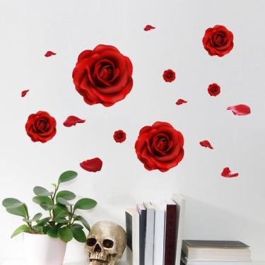 Imagem de Adesivos de parede Romantic Red Rose Floral PVC 38x58cm - yiweisai