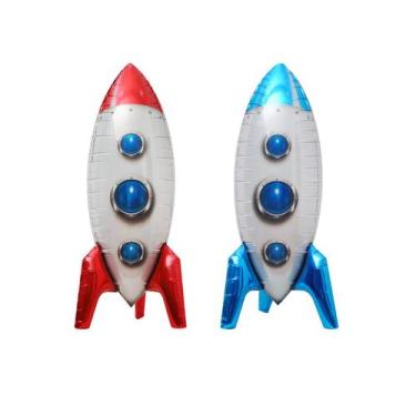 Imagem de Conjunto de balões metalizados Space Rocket 4D inflável x2 para festa 