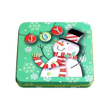 Imagem de Design de boneco de neve de Natal em caixa de lata 10,5x10,5x1,5 cm - 