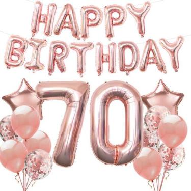 Imagem de Kit de balões de festa de aniversário 70th Rose Gold 13 unidades - yiw