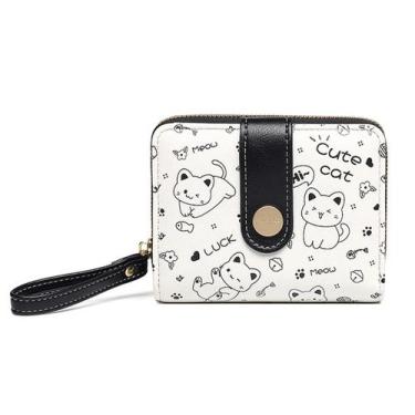 Imagem de Carteira Wytidian Cat para meninas em couro PU preta