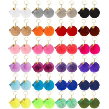 Imagem de Chaveiros Pom Poms Bulk Puff Ball Chaveiro de pele sintética 48 unidad