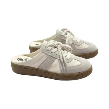 Imagem de Mules Femininos De Plataforma Com Bico Redondo, Slip-On, Loafers, Têni