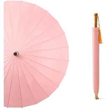 Imagem de Guarda-chuvas À Prova De Vento Grande Guarda-chuva De Chuva, 24 Costelas De Fibra De Vidro À Prova De Vento, Alça De Madeira Retrô Guarda-chuva Longo E Reto, Guarda-sol Requintado Confortável Para