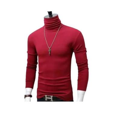 Imagem de Camiseta Masculina Slim Fit De Manga Longa Com Gola Alta E Estilo Fash