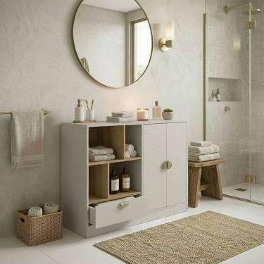 Imagem de Balcao Gabinete de Banheiro 1 Gaveta 2 Portas Lille Arenas