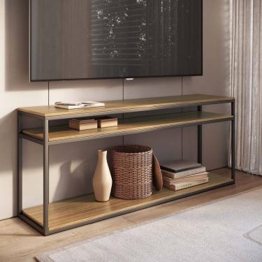Imagem de Rack para Tv Industrial Ferro com Mdf Paris Freijó/Preto