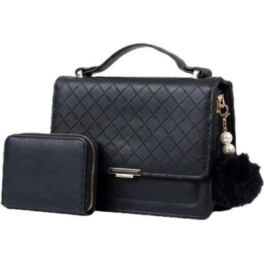 Imagem de Bolsa Feminina Transversal Pequena Elegante Luxo Matelassê Carteira Pr