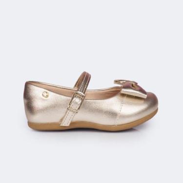 Imagem de Sapato Infantil Pampili Angel com Laço Dourado 4.01060, 20