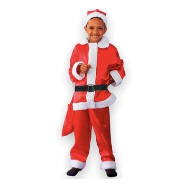 Imagem de Fantasia Natal Roupa Papai Noel Infantil Menino Completa em Cetim - Fe