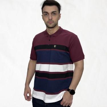Imagem de Camisa Polo Masculina Com Bolso Listrada Texturizada Enrico - Enrico R