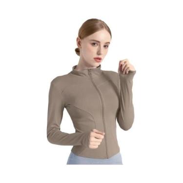 Imagem de Jaqueta de Treino Feminina Slim Fit (S-3XL) - Manga Comprida para Yoga
