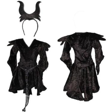 Imagem de Fantasia Halloween Malévola Bebê Menina Com Chifre - Fantasias Carol C